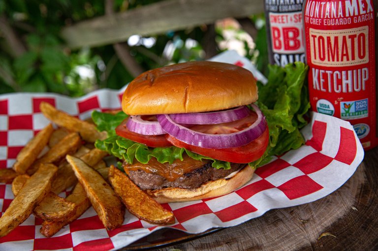 A perfect venison burger and fries